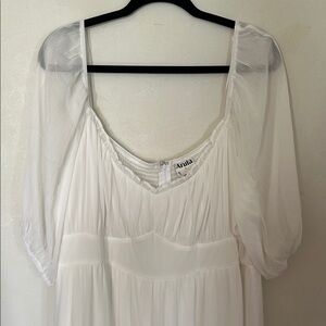 White Sheer Dress with Puff Sleeves
